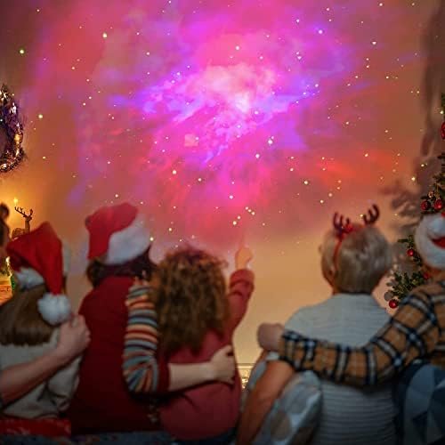 Ceiling covered in nebula projection from the astronaut galaxy projector