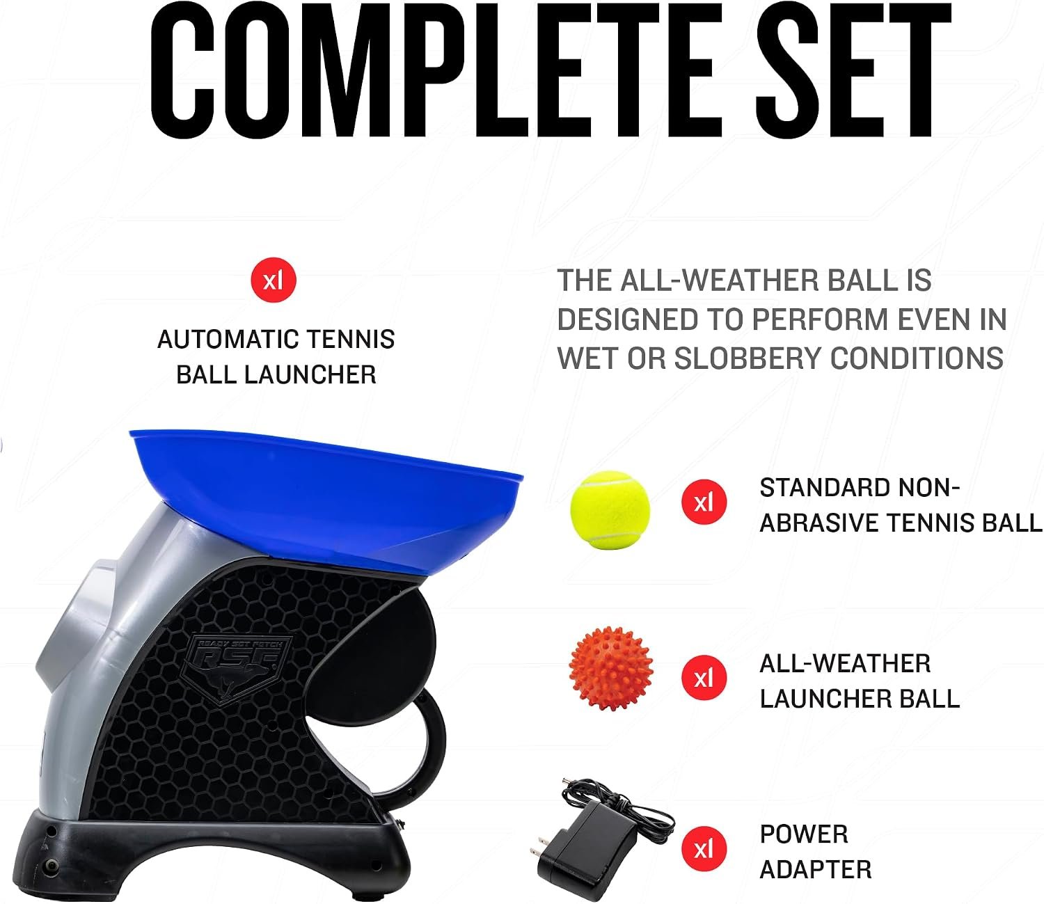 Franklin Ready Set Fetch review: what comes in the box - launcher, one tennis ball, one all-weather ball, power adapter