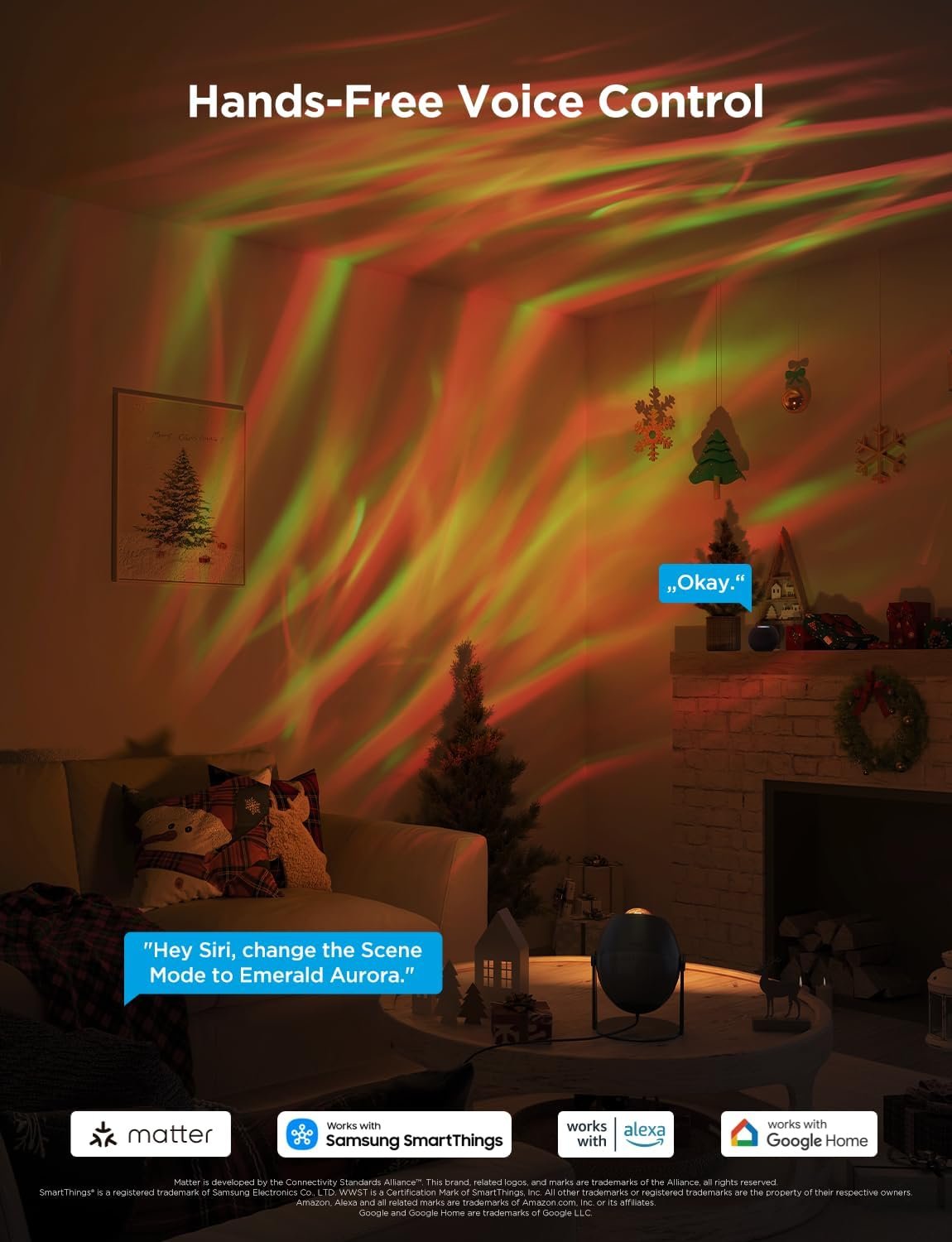 Govee star light projector working with Matter, Alexa, Google Home and SmartThings for voice control
