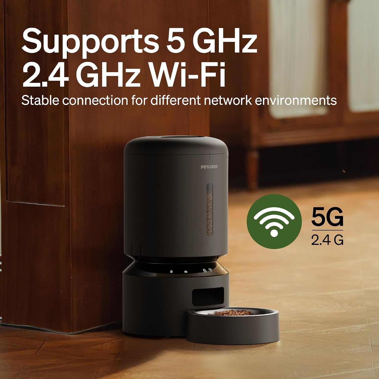 Best automatic cat feeder for alerts: PETLIBRO Granary supporting 5GHz and 2.4GHz Wi-Fi