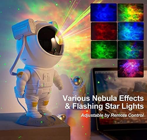 Astronaut galaxy projector showing its eight nebula colour modes