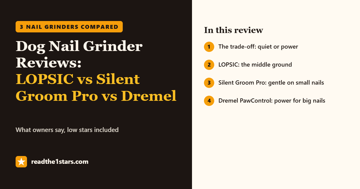 Dog nail grinder reviews: LOPSIC vs Silent Groom Pro vs Dremel, quiet or power