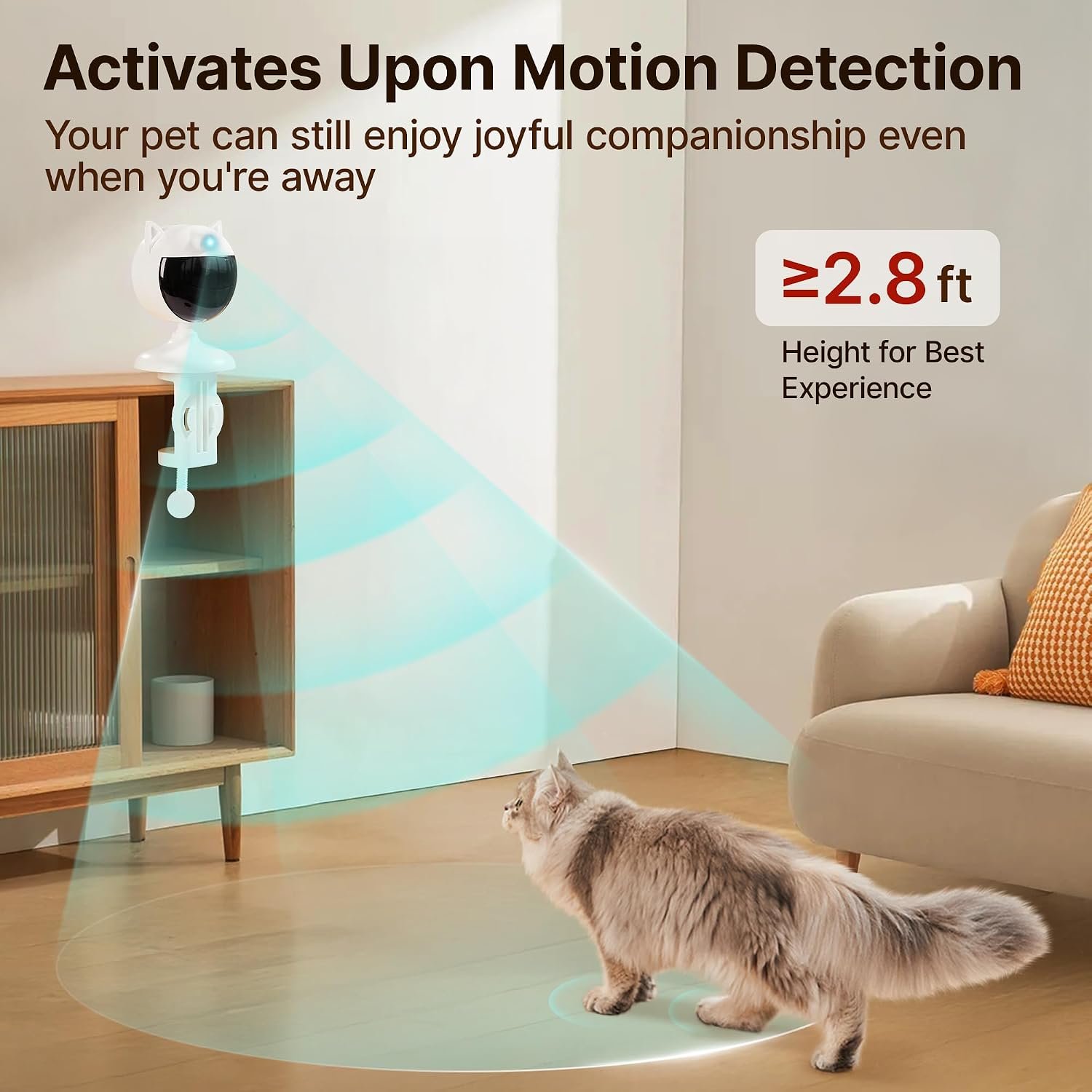 Best automatic laser cat toy for cats that knock things over: Potaroma listing image of the laser clamped high on a shelf
